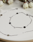 Round Soliatire Silver Anklet