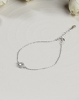 Minimalist Solitaire Halo Silver Bracelet