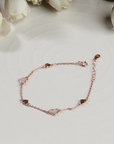 Heart Charms Rose Gold Rhodium Plated Bracelet