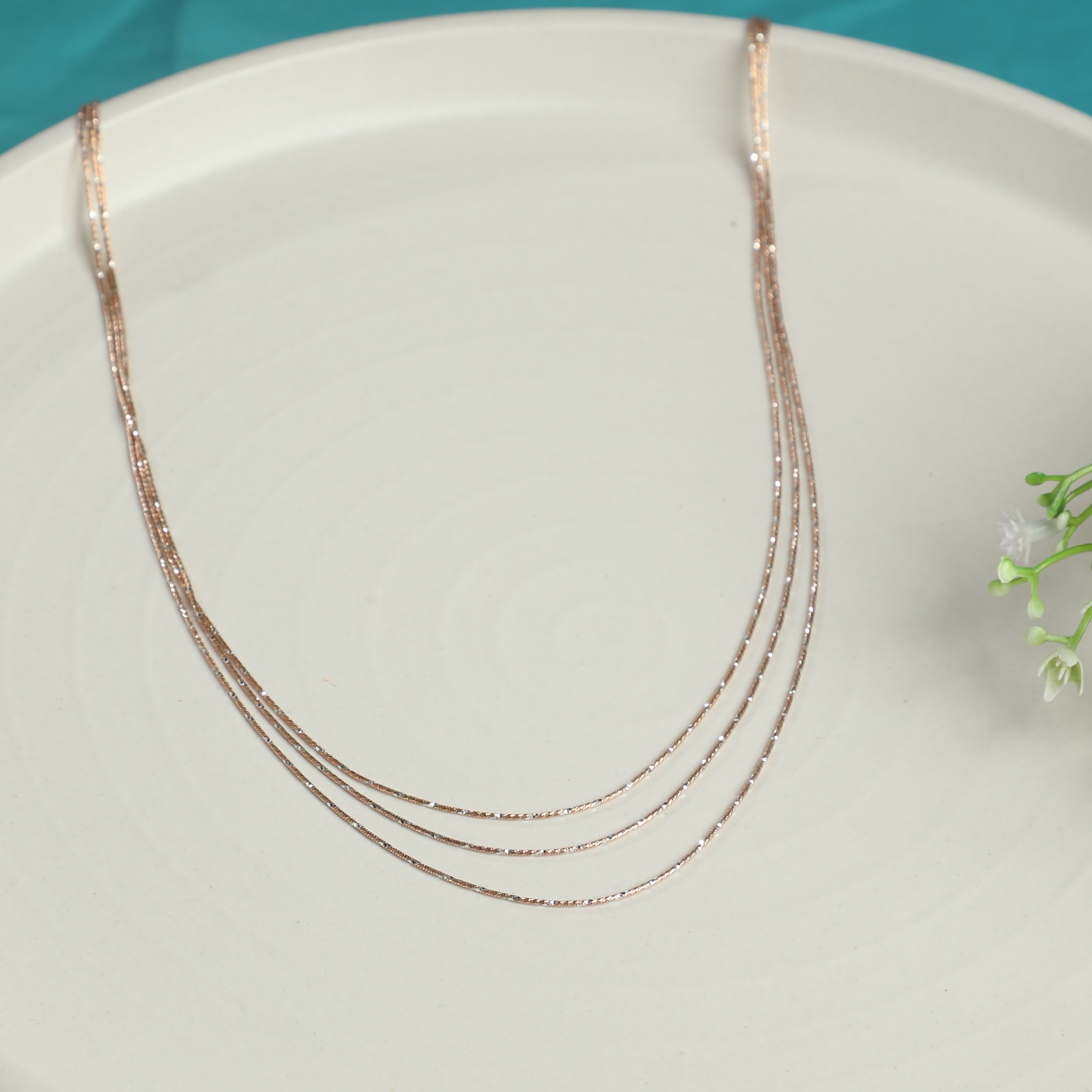 Rhodium Plated Gold Chain Delicate Rose Gold Rhodium Plated Layer