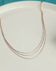 Delicate Rose Gold Rhodium Plated 3 Layer Chain Necklace