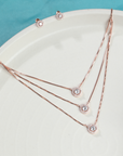 Solitaire Halo 3 Layer Necklace Set