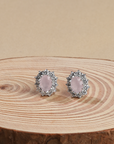 Oval Pastel Pink Halo Earrings