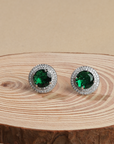 Green Double Halo Earrings