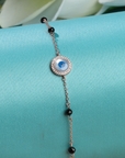 Evil Eye & Black Beads Rose Gold Rhodium Plated Bracelet