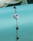 Evil Eye & Black Beads Rose Gold Rhodium Plated Bracelet