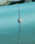 Minimalist Solitaire Halo Silver Bracelet