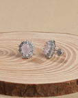 Oval Pastel Pink Halo Earrings