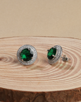 Green Double Halo Earrings
