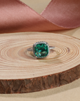Green Cushion Solitaire Ring