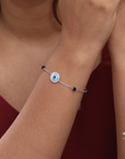 Evil Eye & Black Beads Rose Gold Rhodium Plated Bracelet