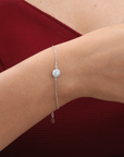 Minimalist Solitaire Halo Silver Bracelet
