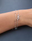 Dual Line Knot Silver Bracelet