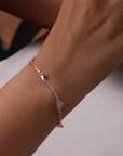 Heart Charms Rose Gold Rhodium Plated Bracelet