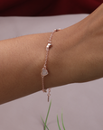 Heart Charms Rose Gold Rhodium Plated Bracelet