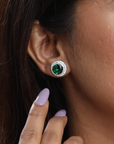 Green Double Halo Earrings
