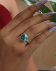 Green Cushion Solitaire Ring