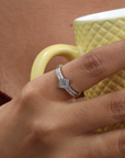 Square Halo Silver Plated Adjustable Ring